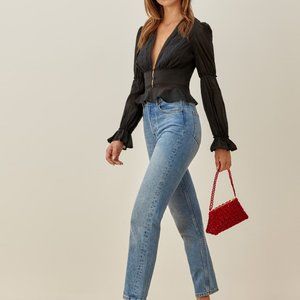 Reformation Meadowlark Top - Size 0, Black, New